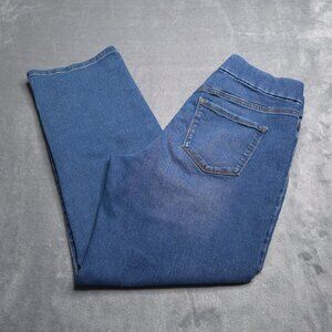 Nine West Womens Heidi Pull-On Straight Jeans 12 Medium Wash High Rise Stretch